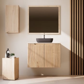 Meuble de salle de bains avec plan de toilette en bois massif Alpes 14 Bruntec