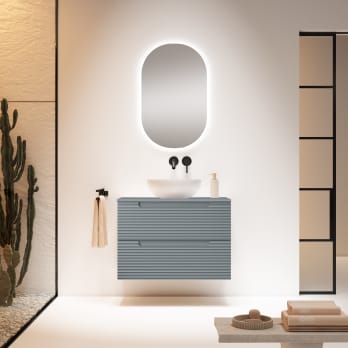 Meubles de salle de bains avec plan de toilette en HDF Compatech Kyoto Visobath