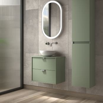 Ensemble meuble de salle de bains faible profondeur 35,5 cm avec lavabo Midi Visobath sur plan de toilette
