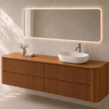 Meuble de salle de bains avec plan de toilette en bois Duna Bruntec