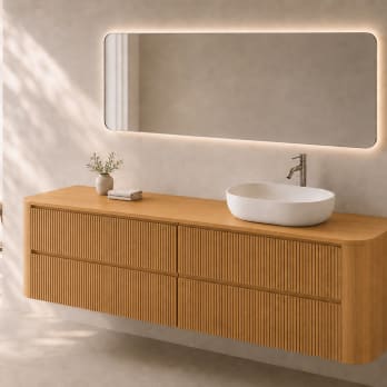 Meuble de salle de bains avec plan de toilette en bois Duna Bruntec