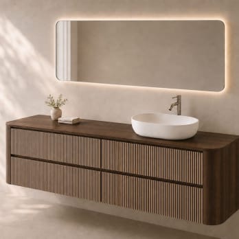 Meuble de salle de bains avec plan de toilette en bois Duna Bruntec