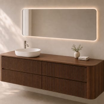 Meuble de salle de bains avec plan de toilette en bois Duna Bruntec