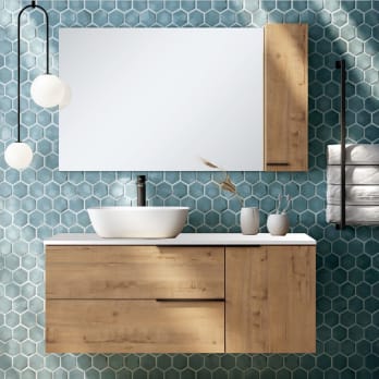Meuble de salle de bains avec plan de toilette Solid Surface Coban Bruntec