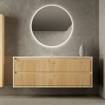 Meuble de salle de bains en bois massif avec plan de toilette Alpes 19 Bruntec