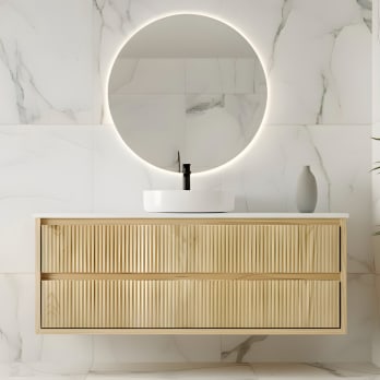 Meuble de salle de bains en bois massif avec plan de toilette Alpes 19 Bruntec