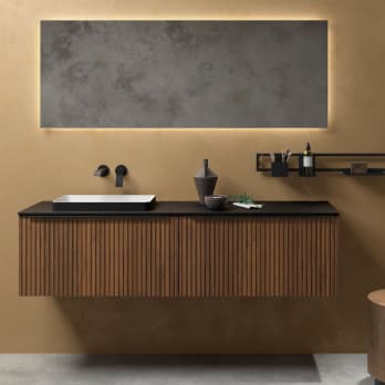 Meuble de salle de bains avec plan de toilette en bois Biba Salgar
