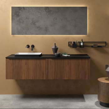 Meuble de salle de bains avec plan de toilette en bois Biba Salgar