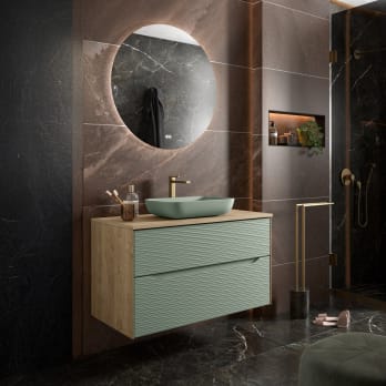 Meuble de salle de bains avec plan de toilette bois Sahara Coycama