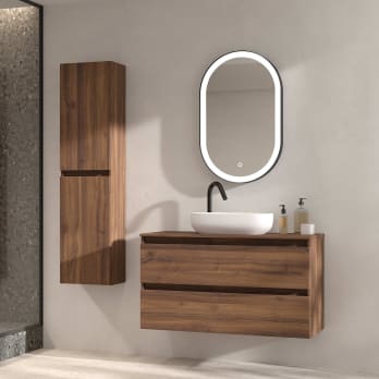 Meuble de salle de bains avec plan de toilette en bois hydrofuge Box Visobath