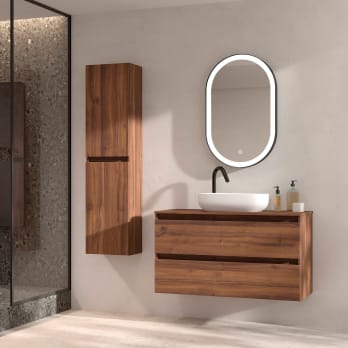 Meuble de salle de bains avec plan de toilette en bois MDF hydrofuge Box Viso
