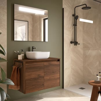 Meuble de salle de bain Noja Salgar avec comptoir en bois