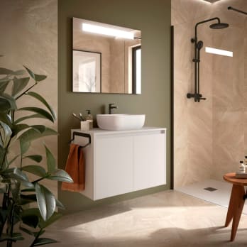 Meuble de salle de bains avec plan de toilette en bois Noja Salgar