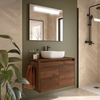Meuble de salle de bain Noja Salgar avec comptoir en bois