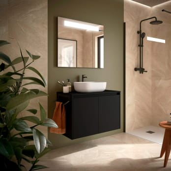 Meuble de salle de bains avec plan de toilette en bois Noja Salgar