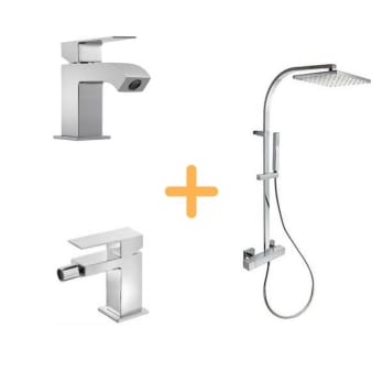 Pack robinetterie de lavabo + robinetterie de bidet + ensemble de douche Ensemble de douche Cuadro Tres