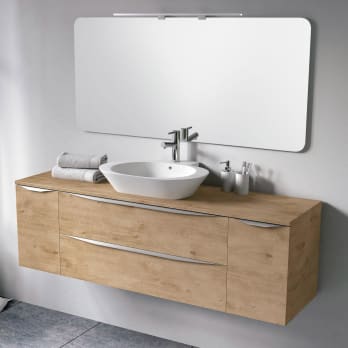 Meuble de salle de bains avec plan de toilette en bois Landes Coycama