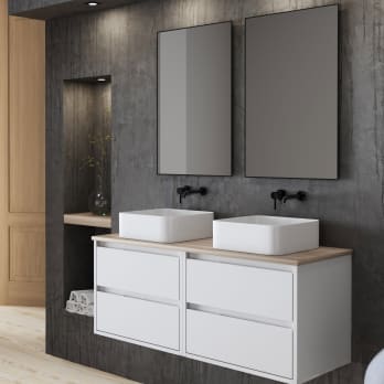 Meuble de salle de bains avec plan de toilette en bois Boston Bruntec