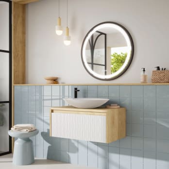 Meuble de salle de bain avec plan de toilette en bois Lambda Coycama