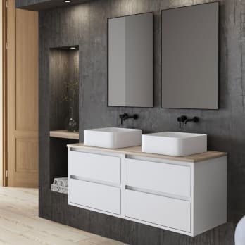 Meuble de salle de bains avec plan de toilette en bois Boston Bruntec