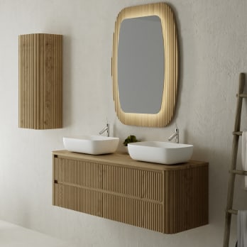 Meubles de salle de bains avec plan de toilette en bois massif Baviera Bruntec