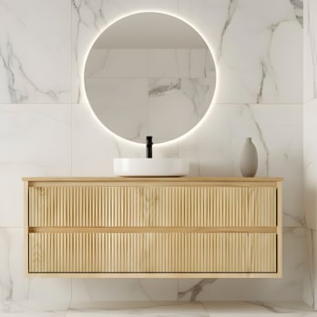 Meuble de salle de bain en bois massif avec plan de toilette Alpes 19 Bruntec