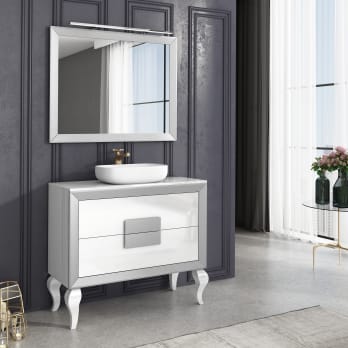 Meuble de salle de bains avec plan de toilette en bois L-Gant Campoaras