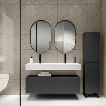 Ensemble meuble de salle de bain avec lavabo en céramique de 12 cm de hauteur et tiroirs Nomad Visobath