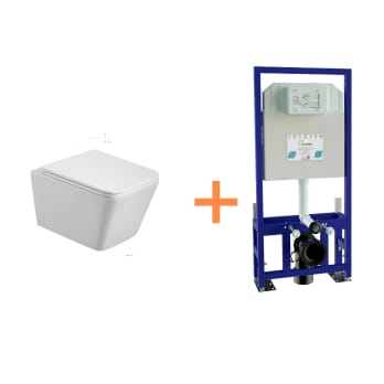 Pack WC suspendu  avec réservoir de chasse encastré Bruntec Square