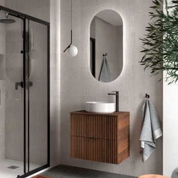 Meubles de salle de bains avec plan de toilette en bois Biba Salgar