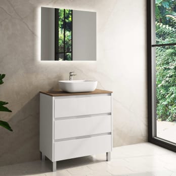 Meuble de salle de bains avec plan de toilette en bois Boston Bruntec