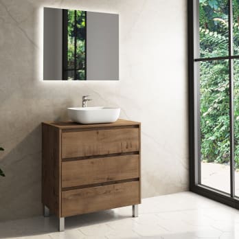 Meuble de salle de bains avec plan de toilette en bois Boston Bruntec