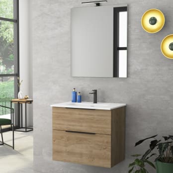 Ensemble meuble de salle de bain profondeur réduite 41cm Poignée noire Comet Coycama