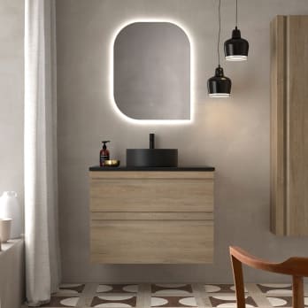 Ensemble de meubles de salle de bains avec lavabo sur plan de toilette microtec Avila Dos Natalia
