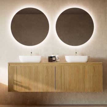 Meuble de salle de bain en bois massif avec plan de toilette Alpes 4 Bruntec