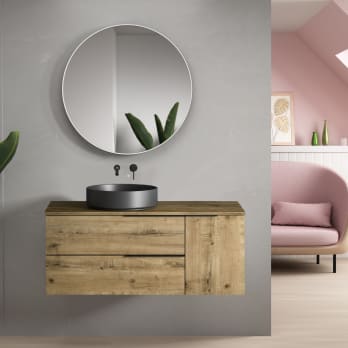 Meuble de salle de bains Coban Bruntec avec plan de toilette en bois