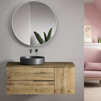 Meuble de salle de bains avec plan de toilette en bois Coban Bruntec