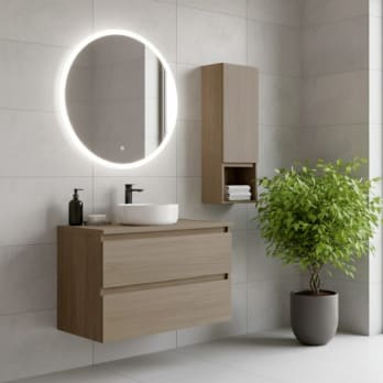 Meuble de salle de bains en bois laminé avec plan de toilette en bois Vilma Bruntec