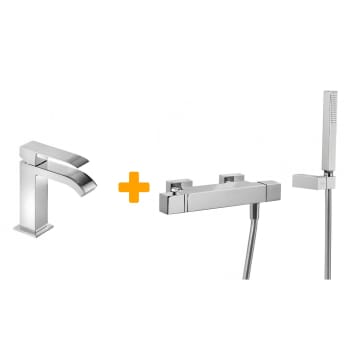 Robinet de lavabo + robinet de douche thermostatique Cuadro Tres