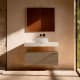 Meuble de salle de bains avec plan de toilette en HPL résine de 10 cm, finition en marbre « Cala », avec caisson « Nomade » de Visobath principal 3