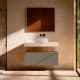 Meuble de salle de bains avec plan de toilette en HPL résine de 10 cm, finition en marbre « Cala », avec caisson « Nomade » de Visobath principal 9