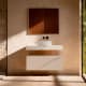 Meuble de salle de bains avec plan de toilette en HPL résine de 10 cm, finition en marbre « Cala », avec caisson « Nomade » de Visobath principal 5