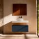 Meuble de salle de bains avec plan de toilette en HPL résine de 10 cm, finition en marbre « Cala », avec caisson « Nomade » de Visobath principal 12
