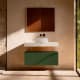 Meuble de salle de bains avec plan de toilette en HPL résine de 10 cm, finition en marbre « Cala », avec caisson « Nomade » de Visobath principal 10
