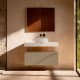 Meuble de salle de bains avec plan de toilette en HPL résine de 10 cm, finition en marbre « Cala », avec caisson « Nomade » de Visobath principal 8