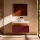 Meuble de salle de bains avec plan de toilette en HPL résine de 10 cm, finition en marbre « Cala », avec caisson « Nomade » de Visobath principal 11
