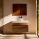 Meuble de salle de bains avec plan de toilette en HPL résine de 10 cm, finition en marbre « Cala », avec caisson « Nomade » de Visobath principal 2