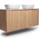 Meuble de salle de bains avec plan de toilette en bois massif Alpes 15 Bruntec détail 2