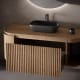 Meuble de salle de bain 100 cm en bois massif de frêne avec plan de toilette en bois Evo Curve Bruntec détail 5