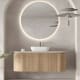 Meuble de salle de bain 100 cm en frêne massif avec plan de toilette Solid Surface Evo Curve Bruntec principal 0